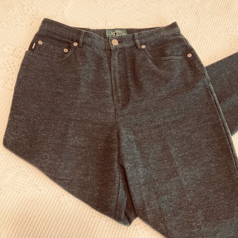 NWOT Lauren Ralph Lauren Charcoal Grey 5 Pocket Pants, 6P. Flannel feel heritage - Picture 7 of 10
